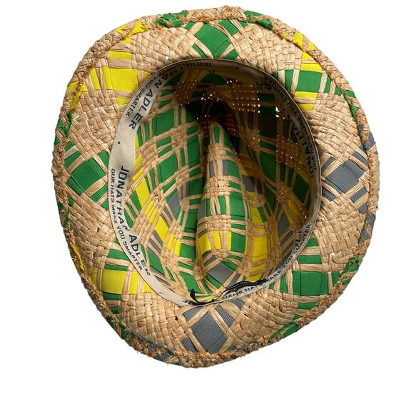 JONATHAN ADLER Women\'s Green‎ Straw Hat Fedora Green Blue Woven Vibrant Hat main image 12